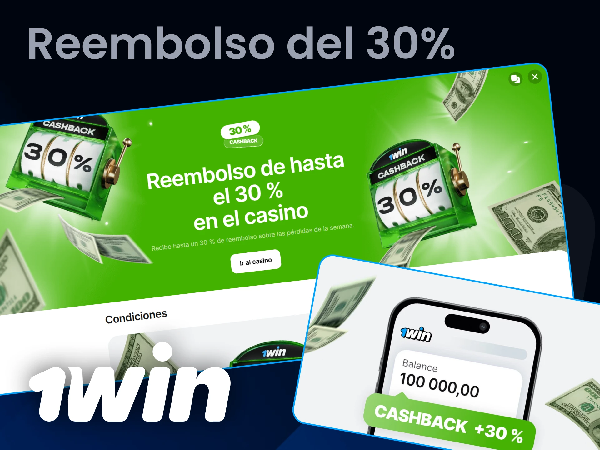 Obtén un bono de devolución de dinero para el casino en 1Win.