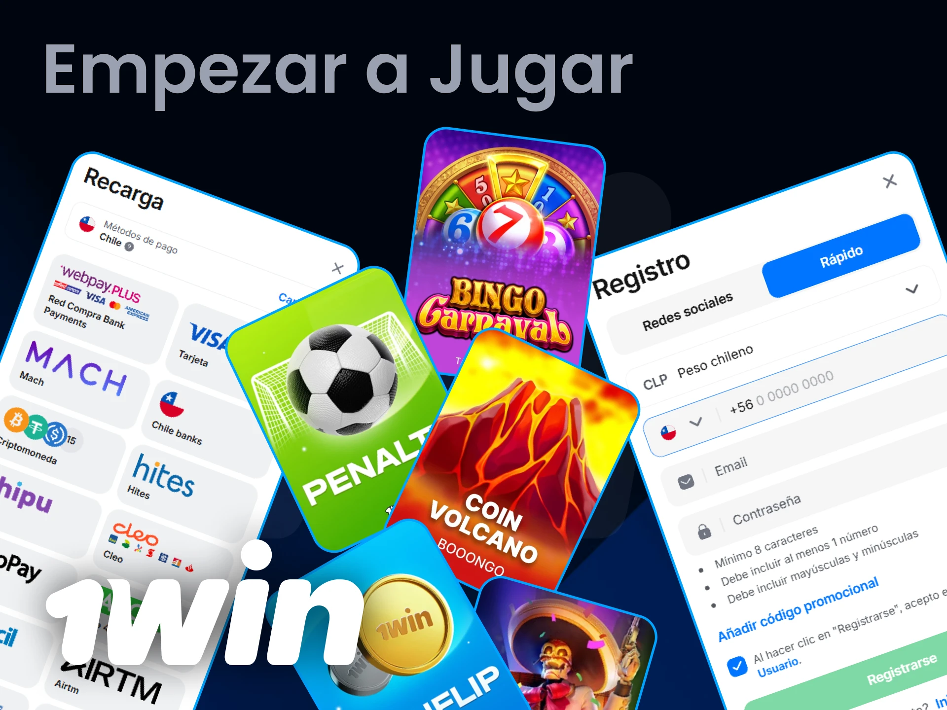 Empezar a jugar a juegos de casino en 1Win es muy fácil.