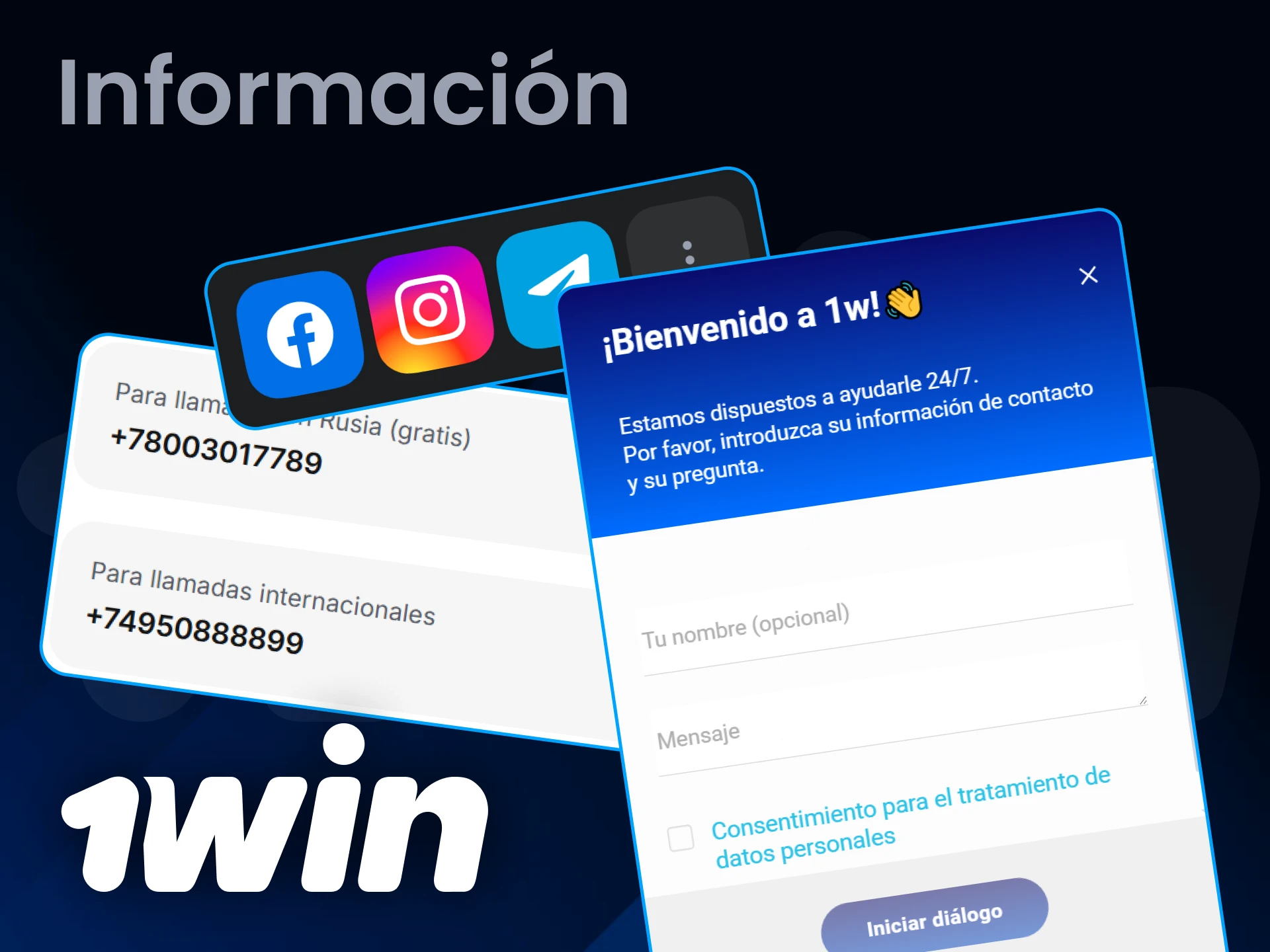 Muchas formas de contactar con 1Win.