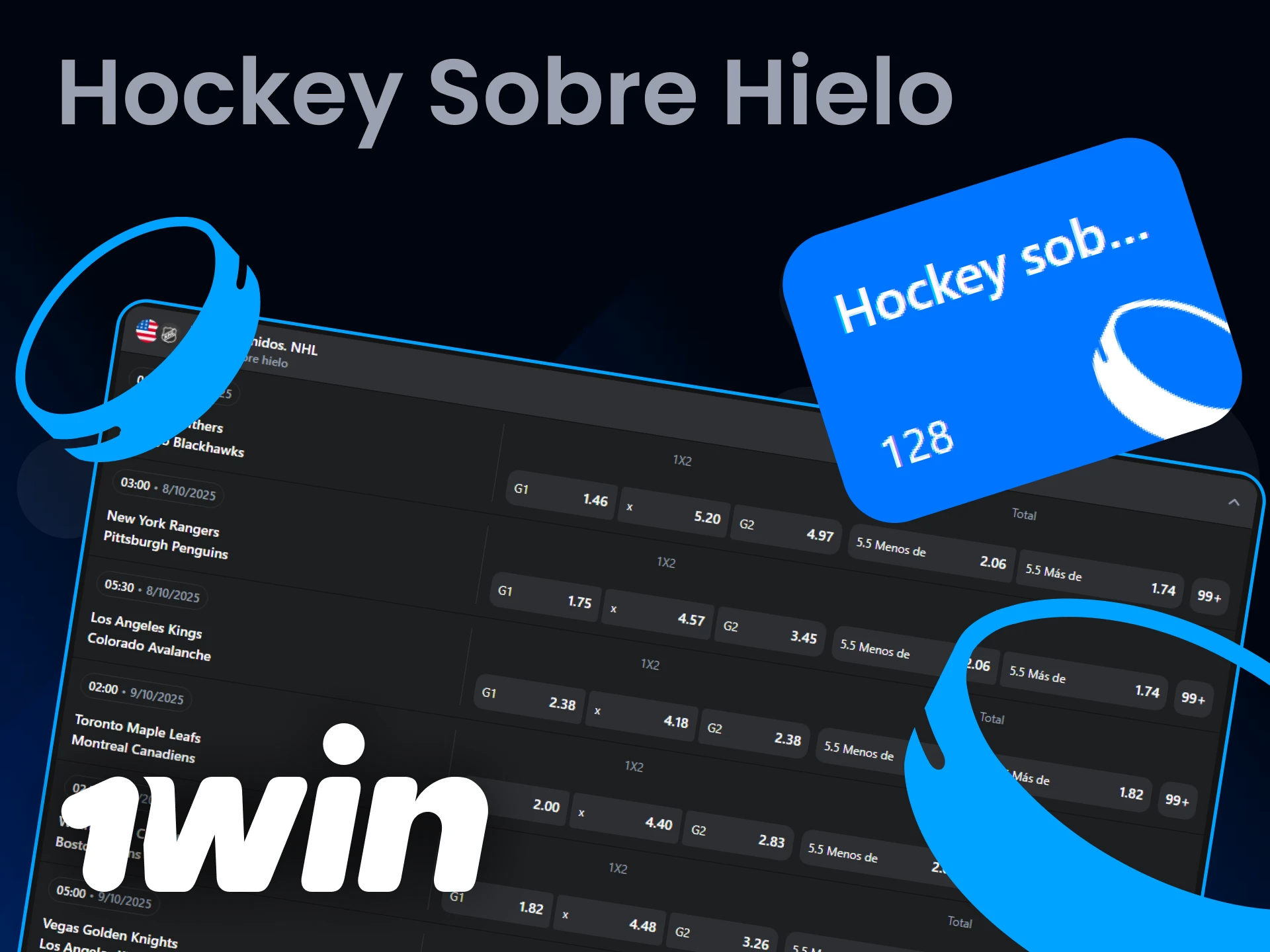 Gana apostando al hockey en la plataforma 1Win.