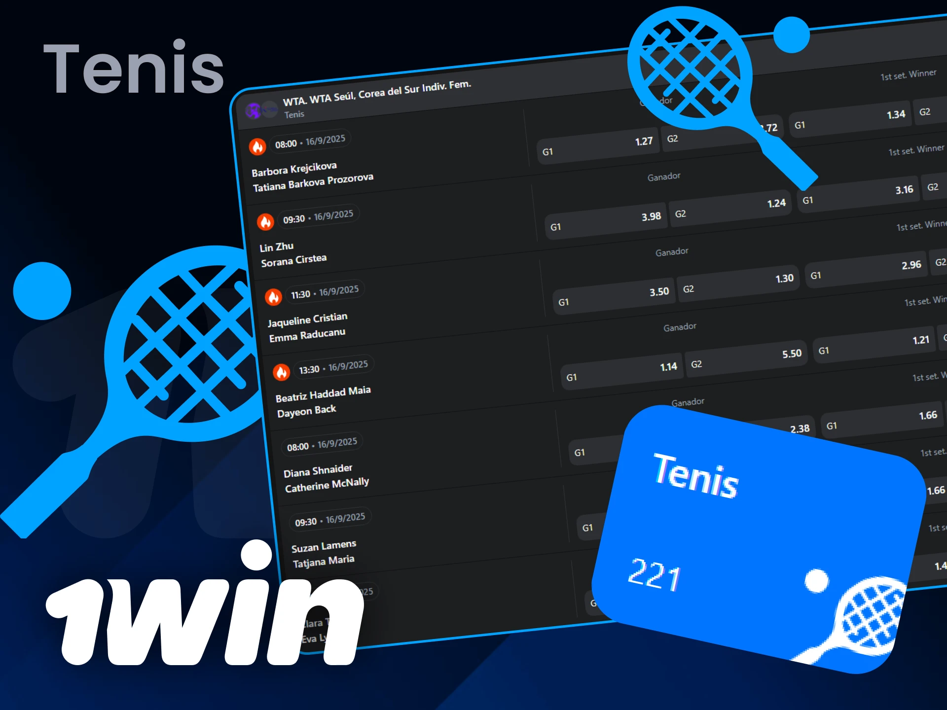 Aprovecha las mejores cuotas de apuestas de tenis en 1Win y gana a lo grande.